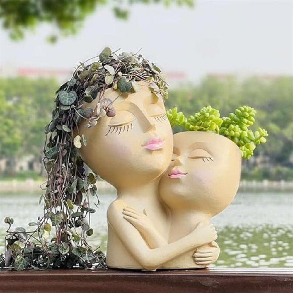 Double Face Planters Pots Head Planter for Indoor Plants, Great Unique Gifts - Picture 7 of 7